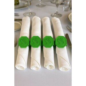 Swarovski 2025 Logo Green Ceramic Napkin Rings Set of 4 New in Box